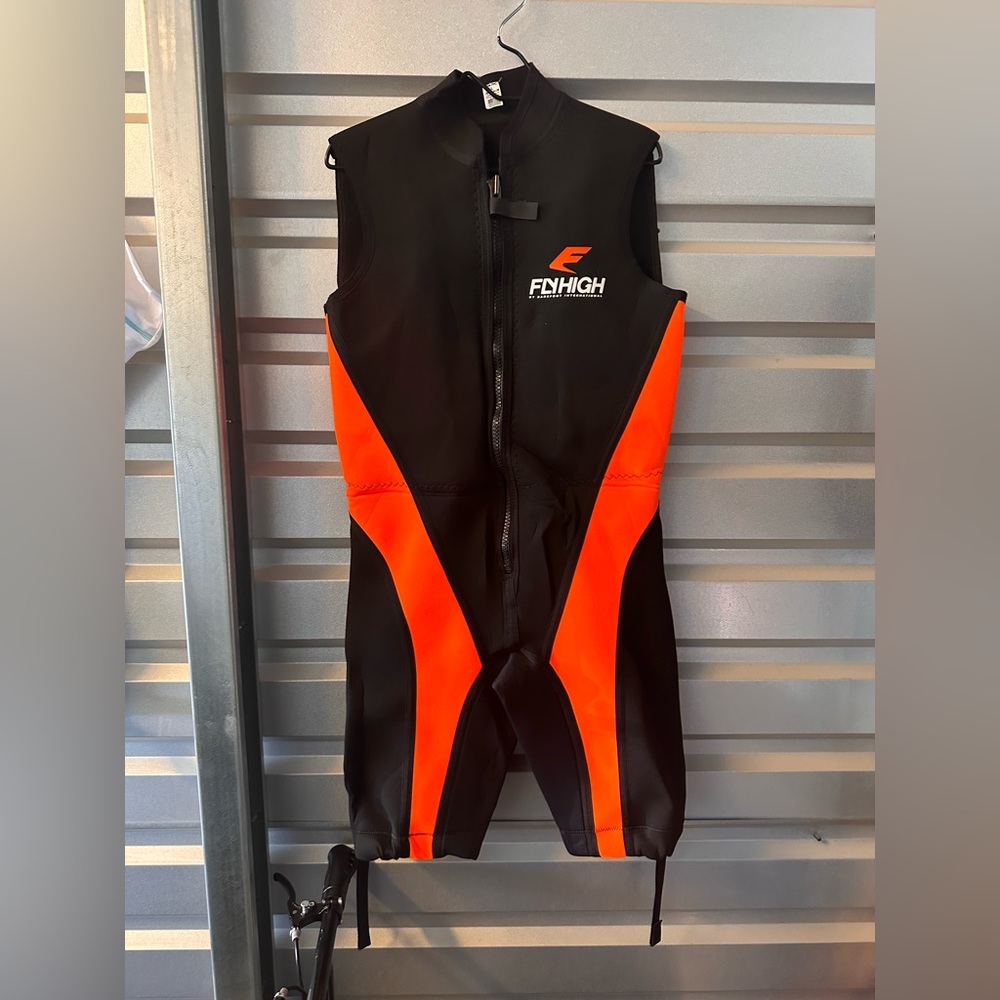 Men's Black and Orange Swim Suit